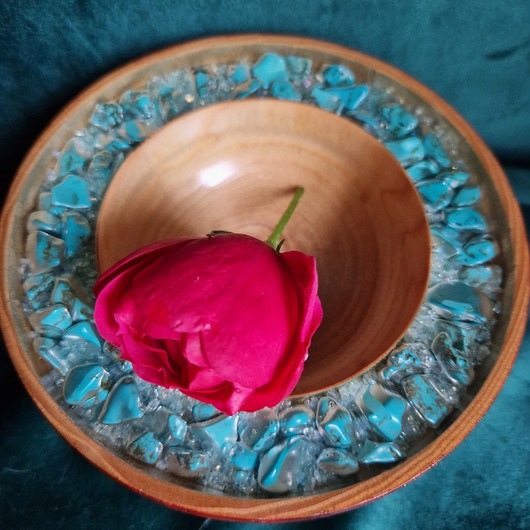 pojemniki na biżuterię Miseczka z wiśni inkrustowana howlitem