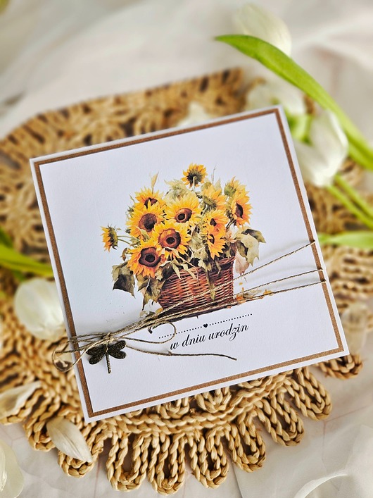 zaproszenia i kartki na ślub Kartka urodzinowa ze słonecznikiem