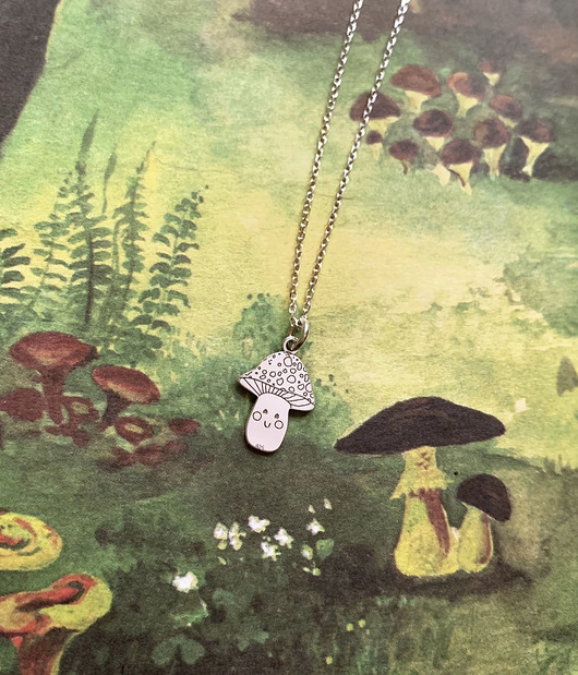 srebrne naszyjniki Happy Amanita - Muchomor - Naszyjnik - Grzybek