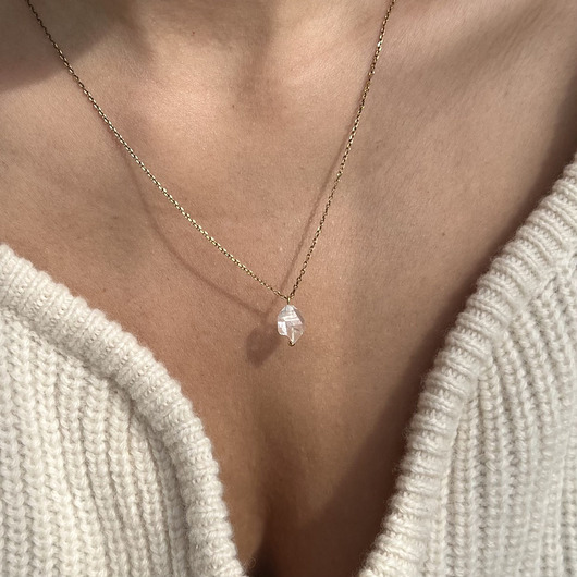 srebrne naszyjniki Srebrny pozłacany naszyjnik DIAMENT herkimer