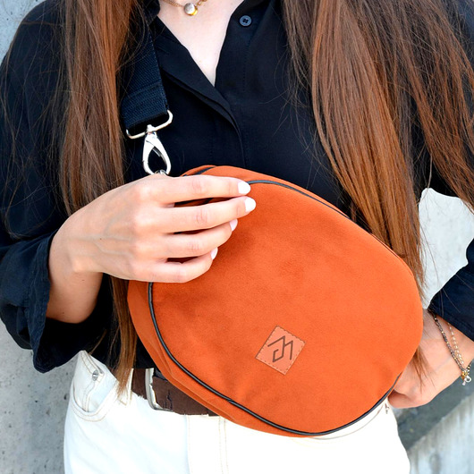torby na ramię Torebka damska z weluru tapicerskiego "Mili Boxy Bag" - miedziana pomarańcza
