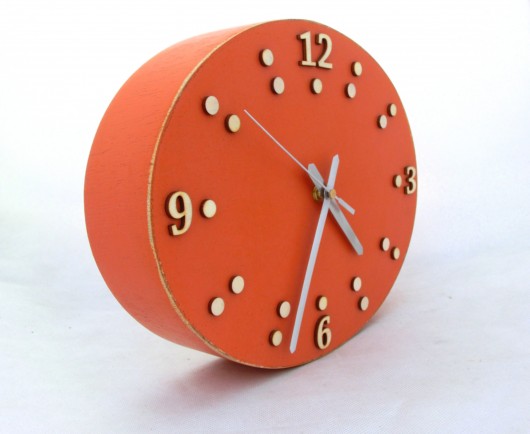 Zegar ścienny ORANGE - duzy rozmiar - 30,5 cm Clock Wood Studio