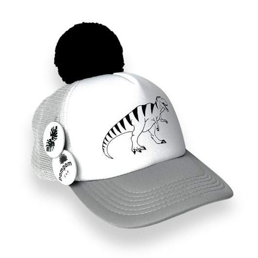 czapki dziecięce Szara czapka z daszkiem Pom Pom Cap T-rex
