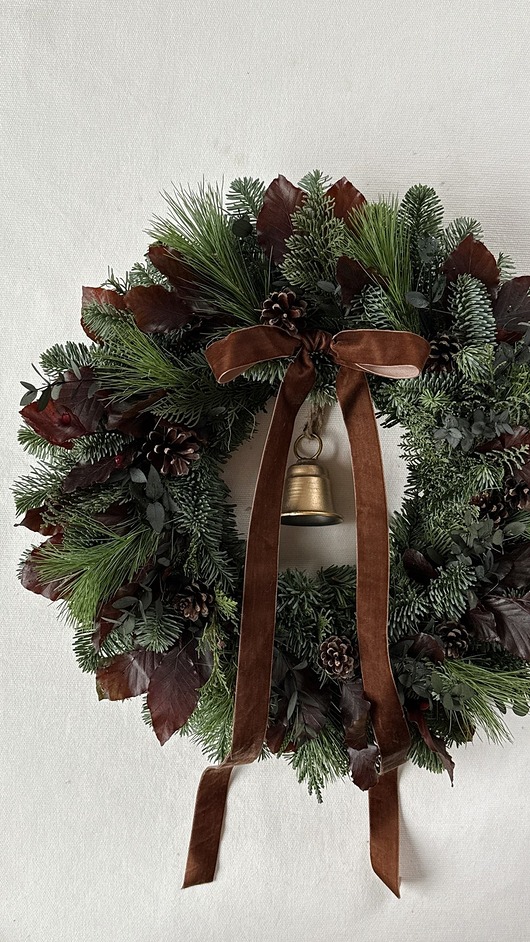 wianki bożonarodzeniowe NATURALNY Wianek Bożonarodzeniowy na drzwi Z DZWONKIEM - 45cm