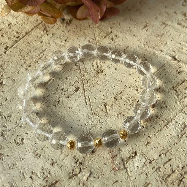 bransoletki z kamieni naturalnych Bransoletka kryształ górski- srebro 925 pozłacane