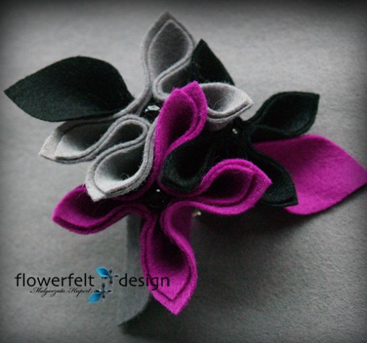 BlackGreyFuchsia FlowerFelt Design
