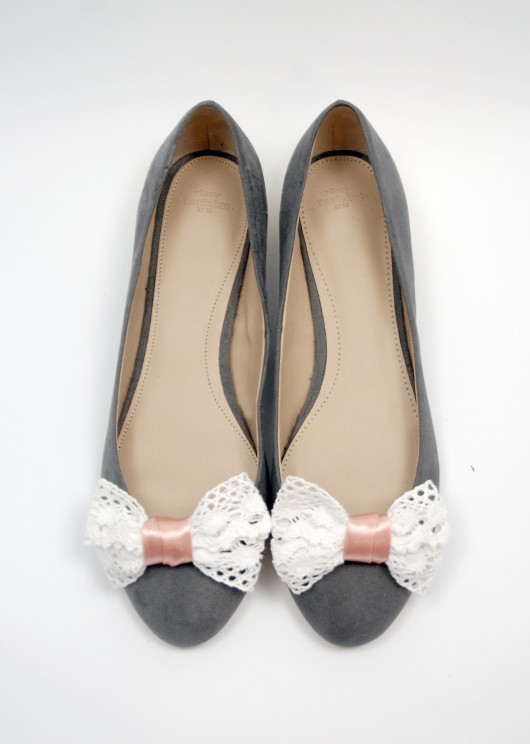 Lace & Powder Pink Bows - klipsy do butów Coquet Coquet