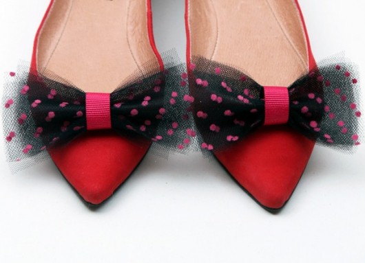 Ballerina's Bow - Black/Fuchsia -klipsy do butów HowDoILook