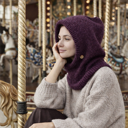 czapki damskie Ręcznie robiona balaclava miękki kapturokomin z alpaki i merynosa