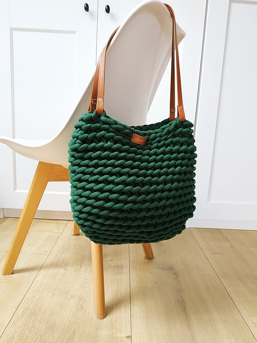 torby na ramię Torba na ramię " Boho Weave Bag" kolor leśny, torba szoperka z podszewką