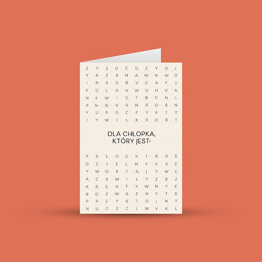 kartki okolicznościowe - wydruki Kartka dla chłopaka - Wykreślanka o chłopaku