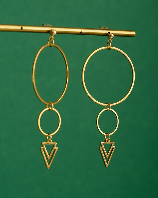 kolczyki - inne Złote kolczyki geometryczne z trójkątami