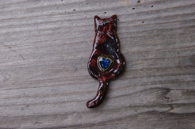 magnesy Ceramiczny magnes kot brązowy z sercem