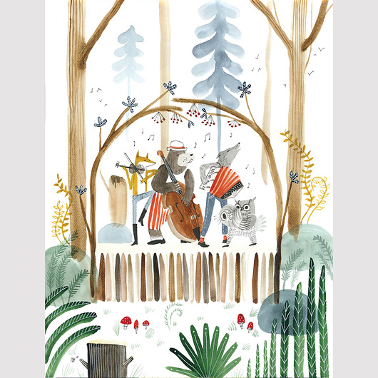 Leśna kapela - ilustracja oryginalna A3 Czary Malary