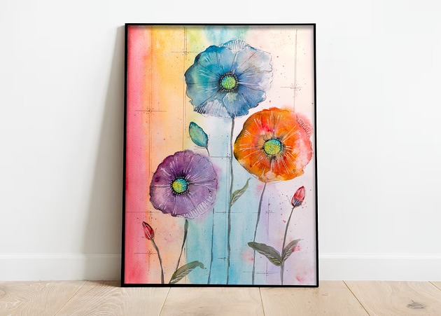 obrazy Oryginalna akwarela. Kwiaty 30x40cm