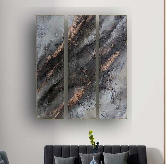 obrazy Tryptyk, ręcznie malowany obraz strukturalny, 120x90 cm