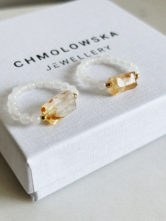 pierścionki elastyczne Pierścionek elastyczny Jadeit i Cytryn