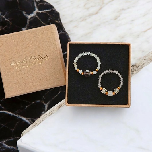 pierścionki elastyczne Zestaw pierścionków : DOBROBYT - cytryn, kwarc dymny, kryształ górski