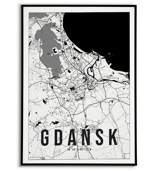 plakaty Plakat miasto POLSKA - GDAŃSK 2  obraz MAPA