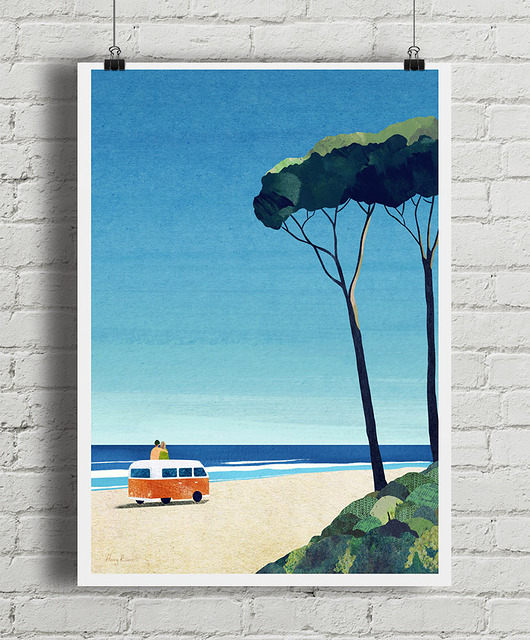 plakaty Plakat Wyprawa kamperem - Nad morskim brzegiem