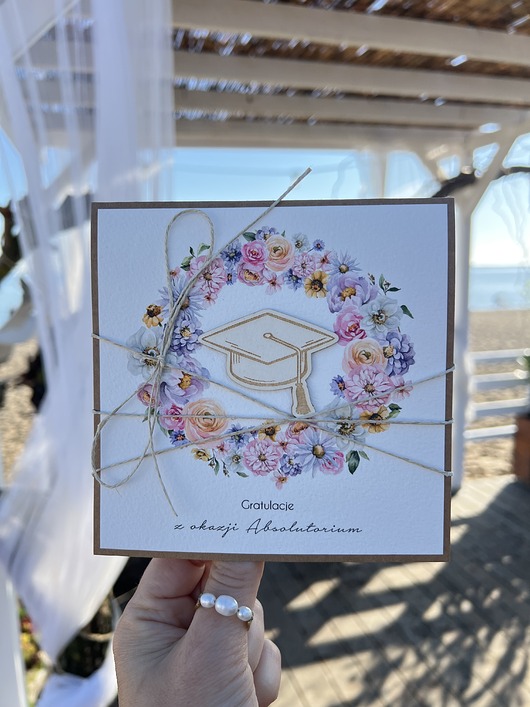 kartki scrapbooking Ręcznie robiona kartka gratulacje z okazji uzyskania absolutorium obrony prac