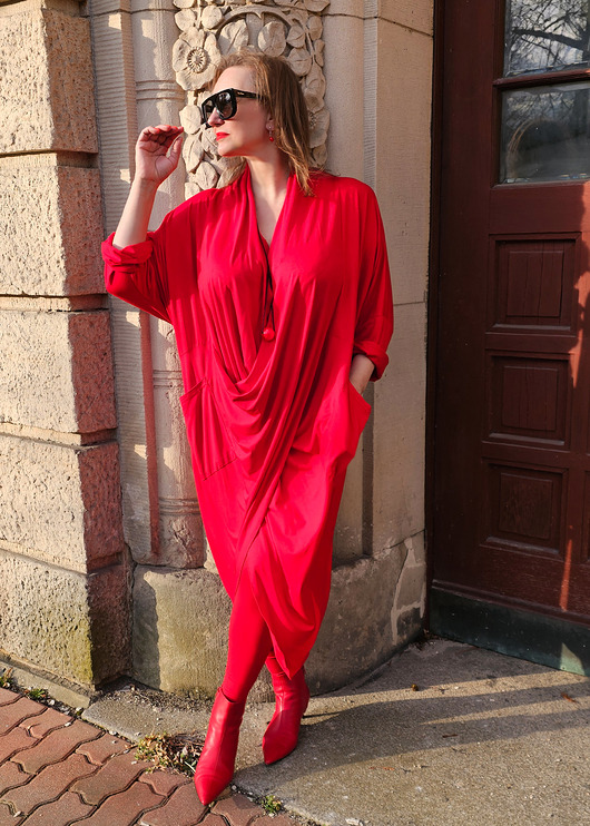 sukienki midi damskie New Tunika Ultra Red