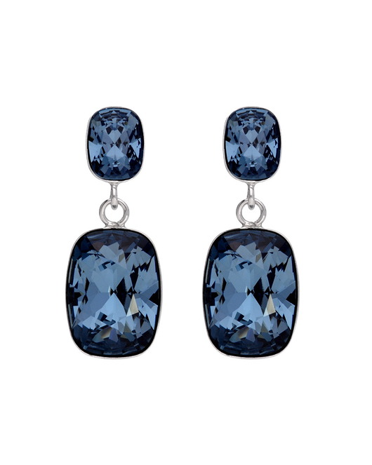 kolczyki swarovski Srebrne kolczyki prostokąt niebieski Swarovski