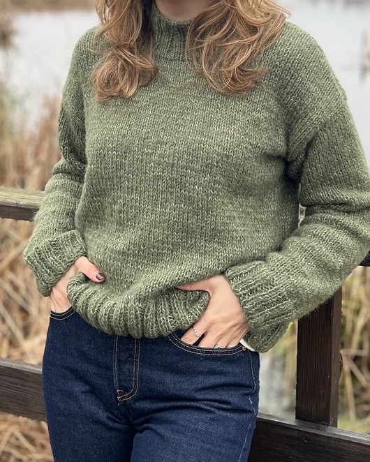 swetry damskie Sweter DITA - oliwkowy - merino / alpaka / jedwab - handmade - XS/S