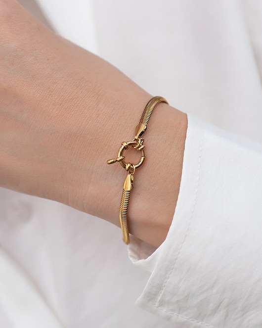 bransoletki złote Złota bransoletka żmijka z zapięciem federing ze stali chirurgicznej premium