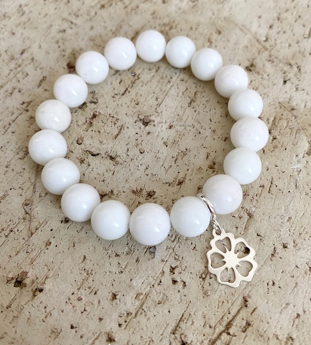 bransoletki z kamieni naturalnych Bransoletka jadeity zawieszka- srebro 925 pozłacane