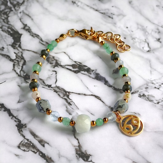 bransoletki z kamieni naturalnych RAK - zodiac collection - PREMIUM :: gold