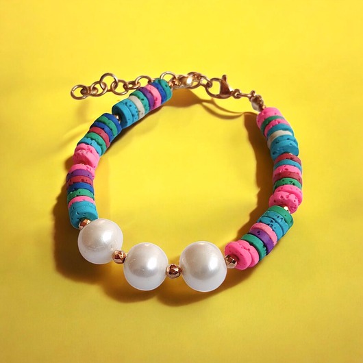 bransoletki z kamieni naturalnych SUMMER COLLECTION : bransoletka : PERŁY i lawa