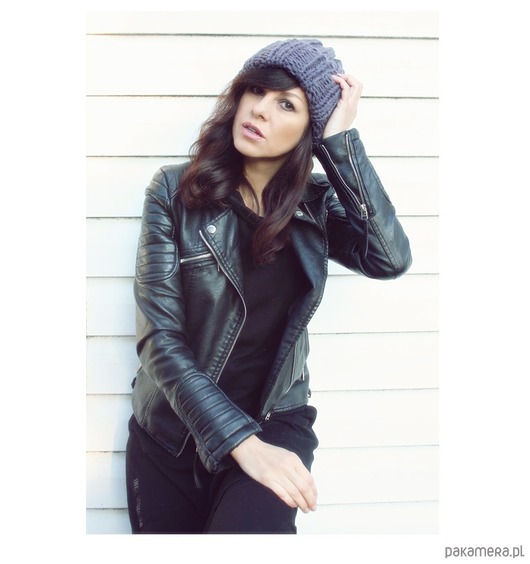 czapki damskie Szara czapka beanie  z wełną