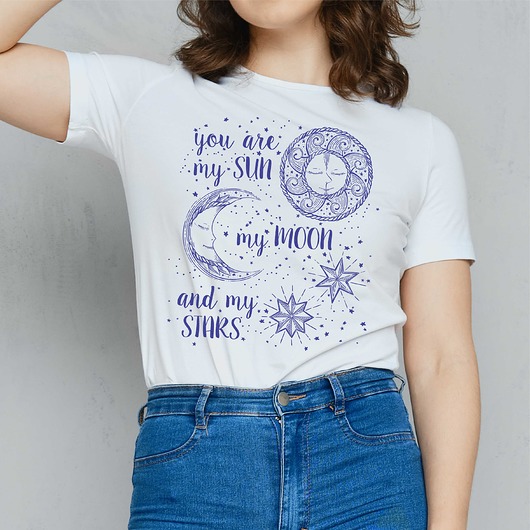 t-shirt damskie Koszulka organiczna z nadrukiem Sun, moon, stars