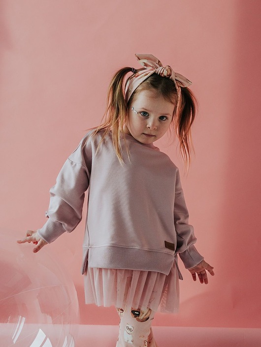 bluzki dla dziewczynki Bluza z TIULEM dziewczęca PINK