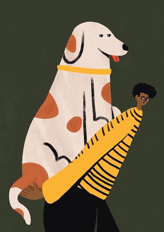 grafiki i ilustracje Spacer z psem