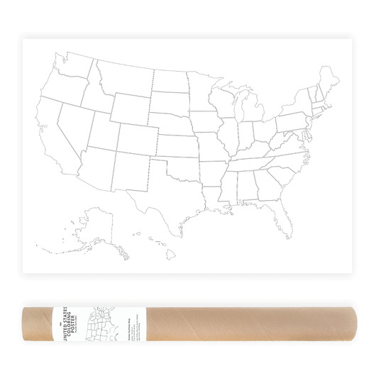 grafiki i ilustracje Plakat do Kolorowania Mapa USA Konturowa 50x70cm