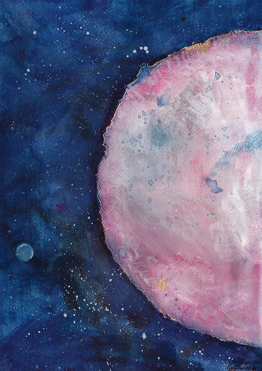 grafiki i ilustracje Plakat Super Moon  Czerwony księżyc A2