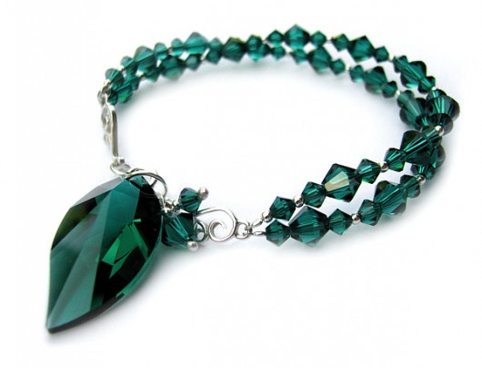 Szmaragdowa bransoletka z liściem - Emerald Leaf Marisella