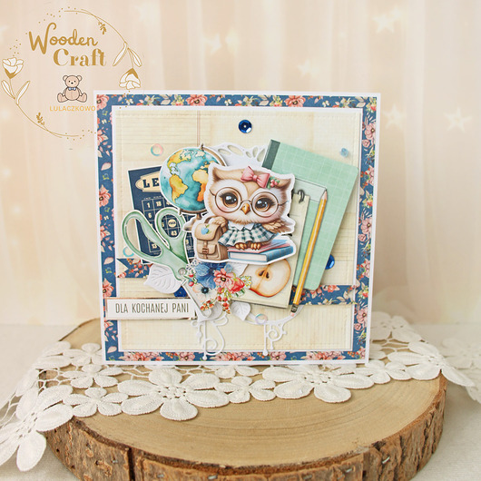 kartki scrapbooking Kartka Zakończenie Roku Szkolnego, dla nauczyciela wychowawcy "Sowa 5"