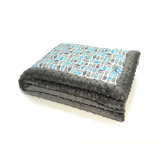 Kocyk niemowlęcy z minky sowy/szary GuGa DESIGN