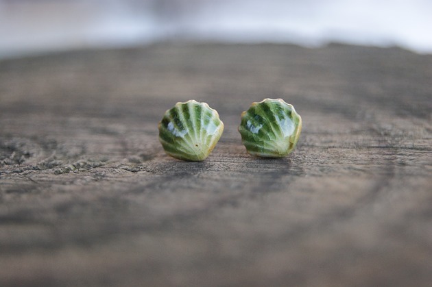 kolczyki ceramiczne Kolczyki Muszelki "Wiosenny Brzeg" - ceramiczne sztyfty