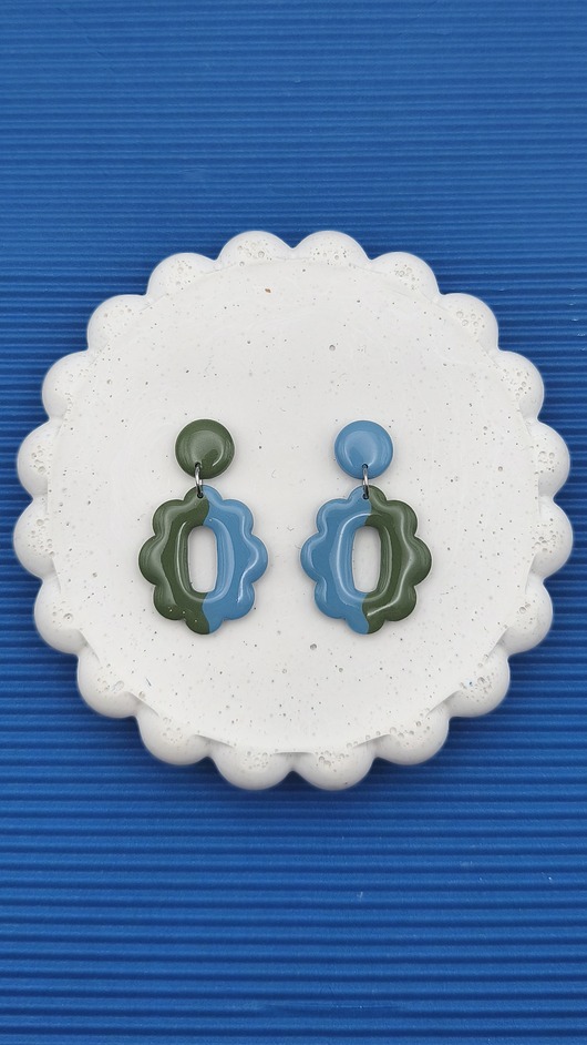 kolczyki z masy plastycznej Kolczyki BLOB dwa kolory