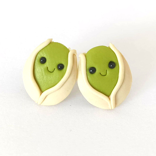 kolczyki z masy plastycznej Śmieszne kolczyki pistacje