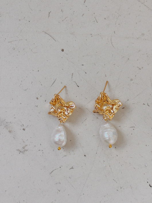 kolczyki z mosiądzu Kolczyki vintage z perłą barokową