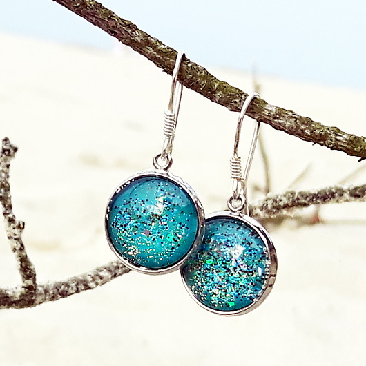 kolczyki srebrne LAGOON GLAMM-unikatowe kolczyki srebrne bigle