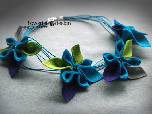 zielone fioletowe w turkusach FlowerFelt Design