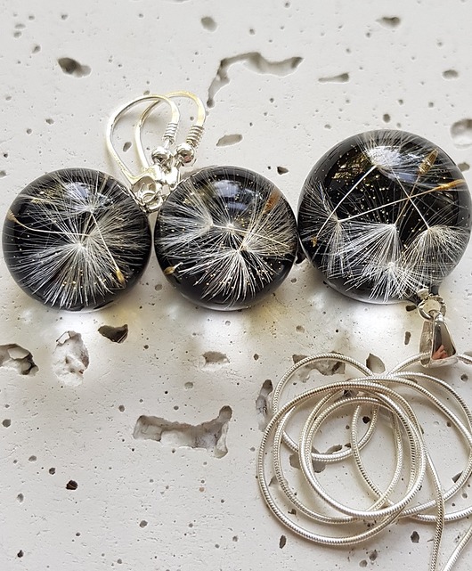 zestaw-dmuchawce w żywicy Grol Jewellery