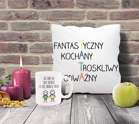 Wyjątkowy zestaw - kubek + poduszka dla taty AllbagAllprints