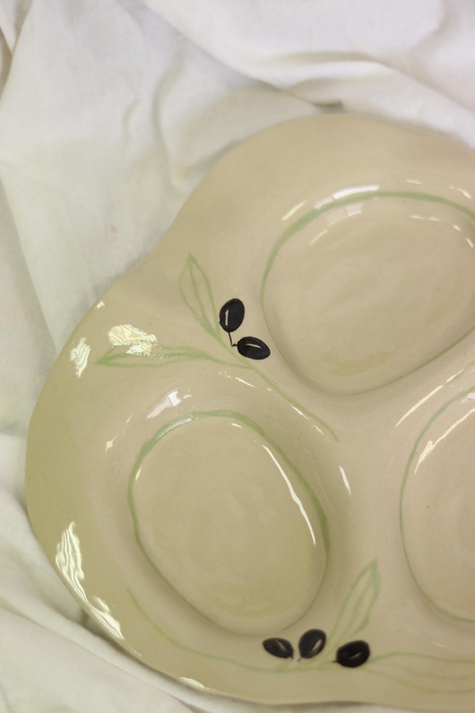 patery i talerze Handmade Olive Design Ceramic Snack Plate
